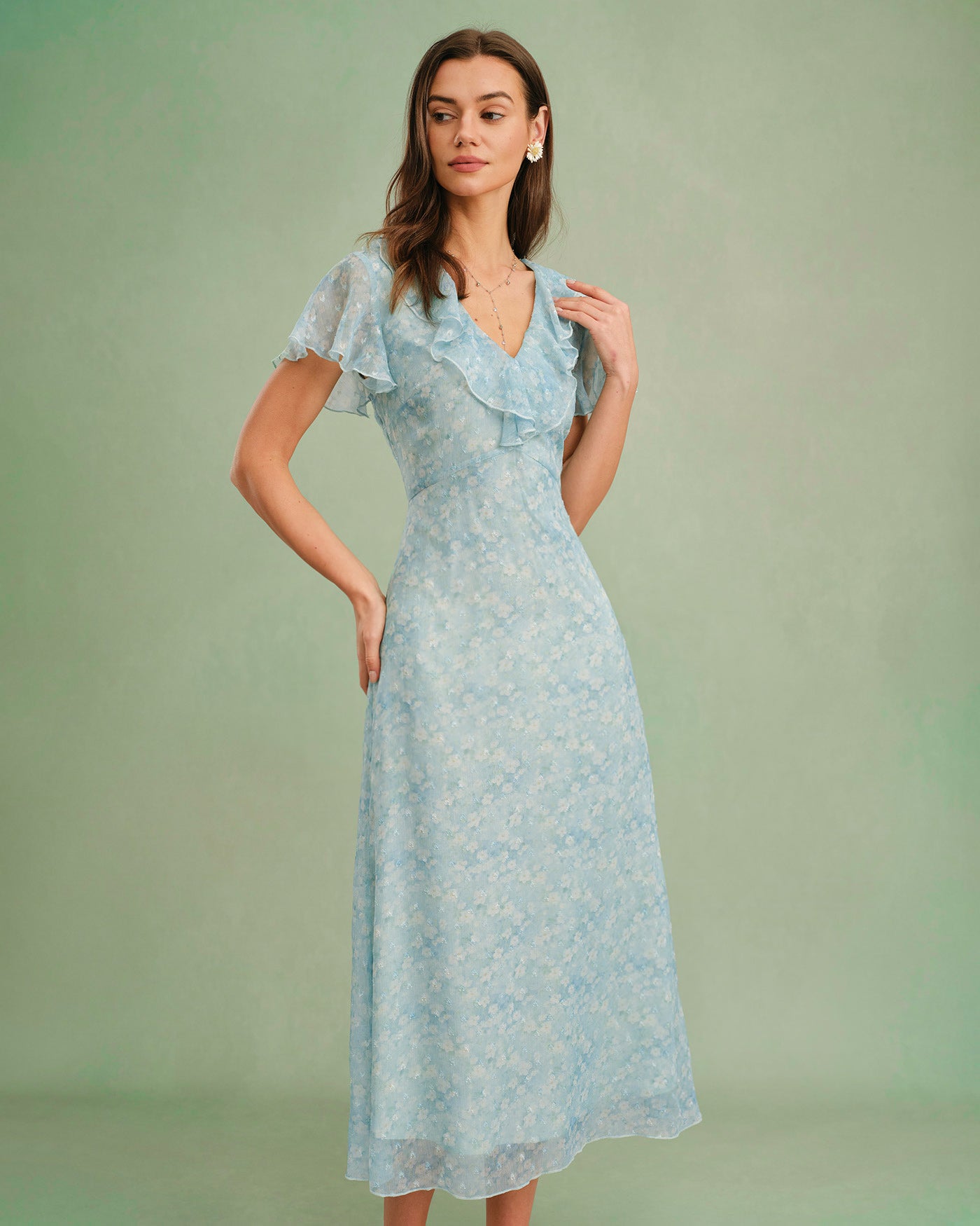 Women's Woven Polyester Midi Dress Dresses - RIHOAS