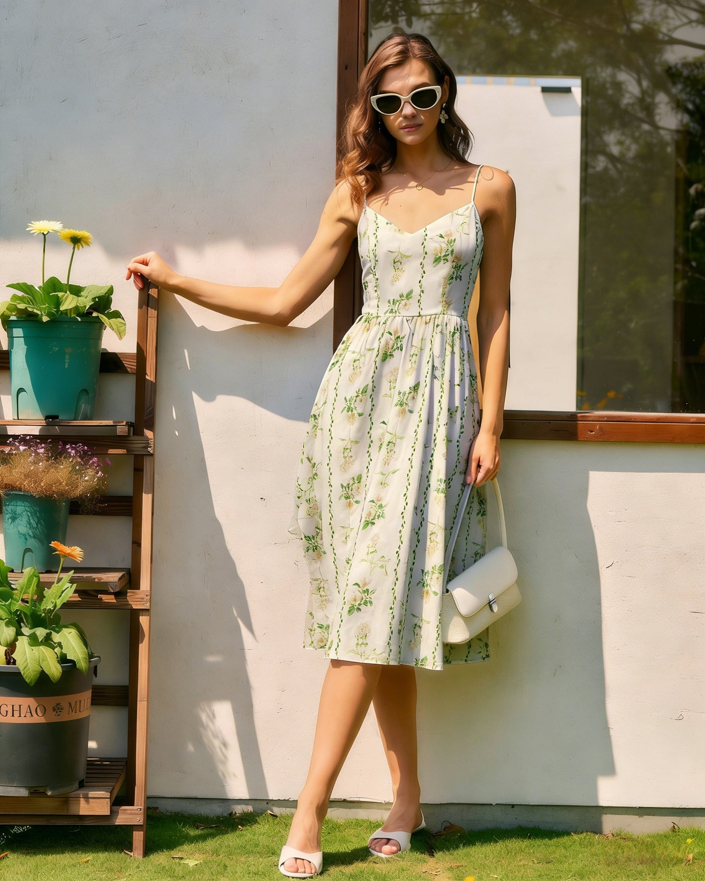 Women's  Woven Polyester  Midi Dress Dresses - RIHOAS