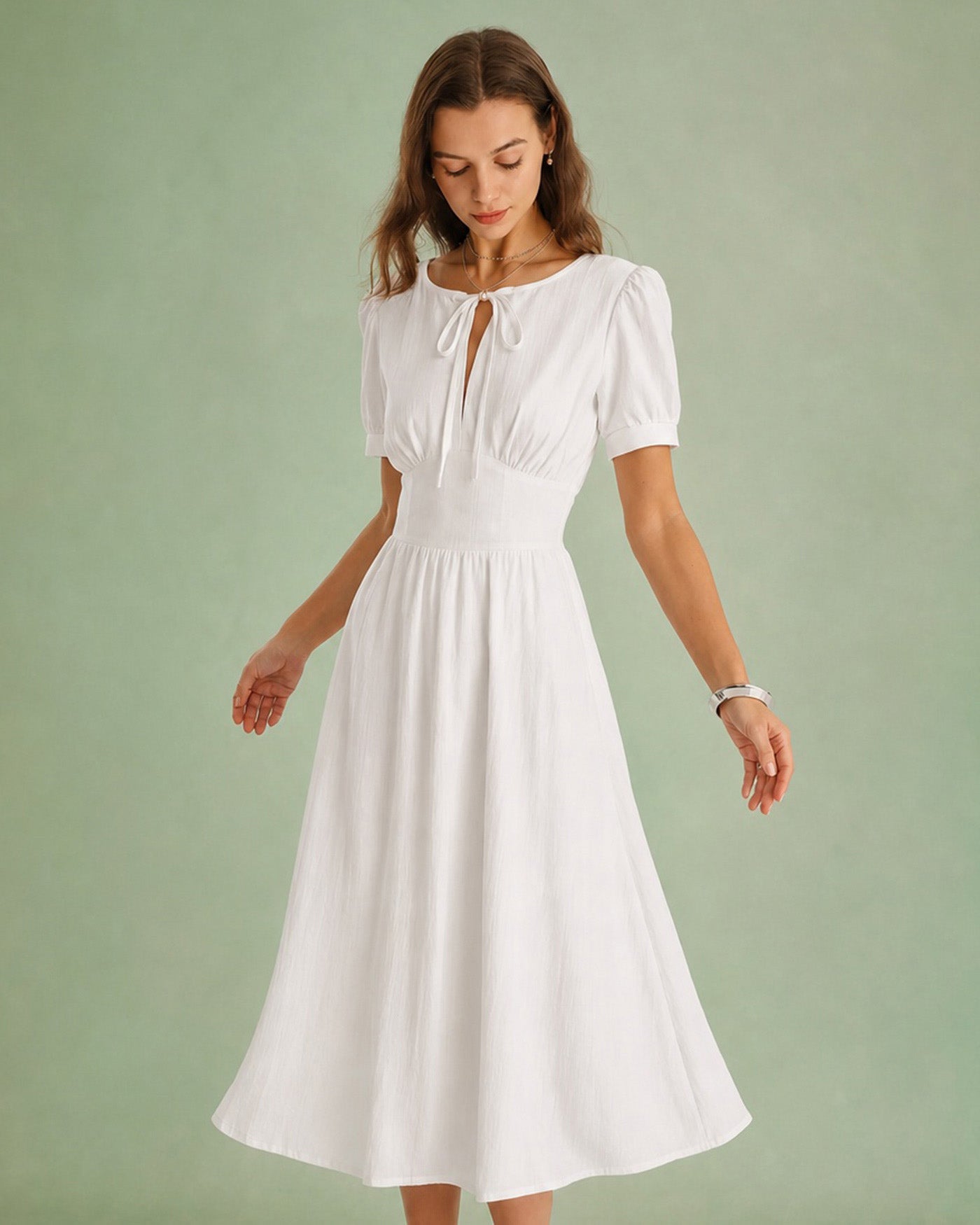 Women's Woven Polyester Midi Dress Dresses - RIHOAS