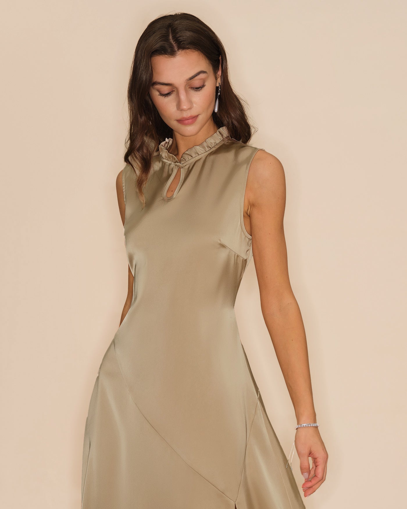Women's Woven Polyester Midi Dress Dresses - RIHOAS