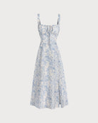 Women's Woven Polyester Midi Dresses Blue Dresses - RIHOAS