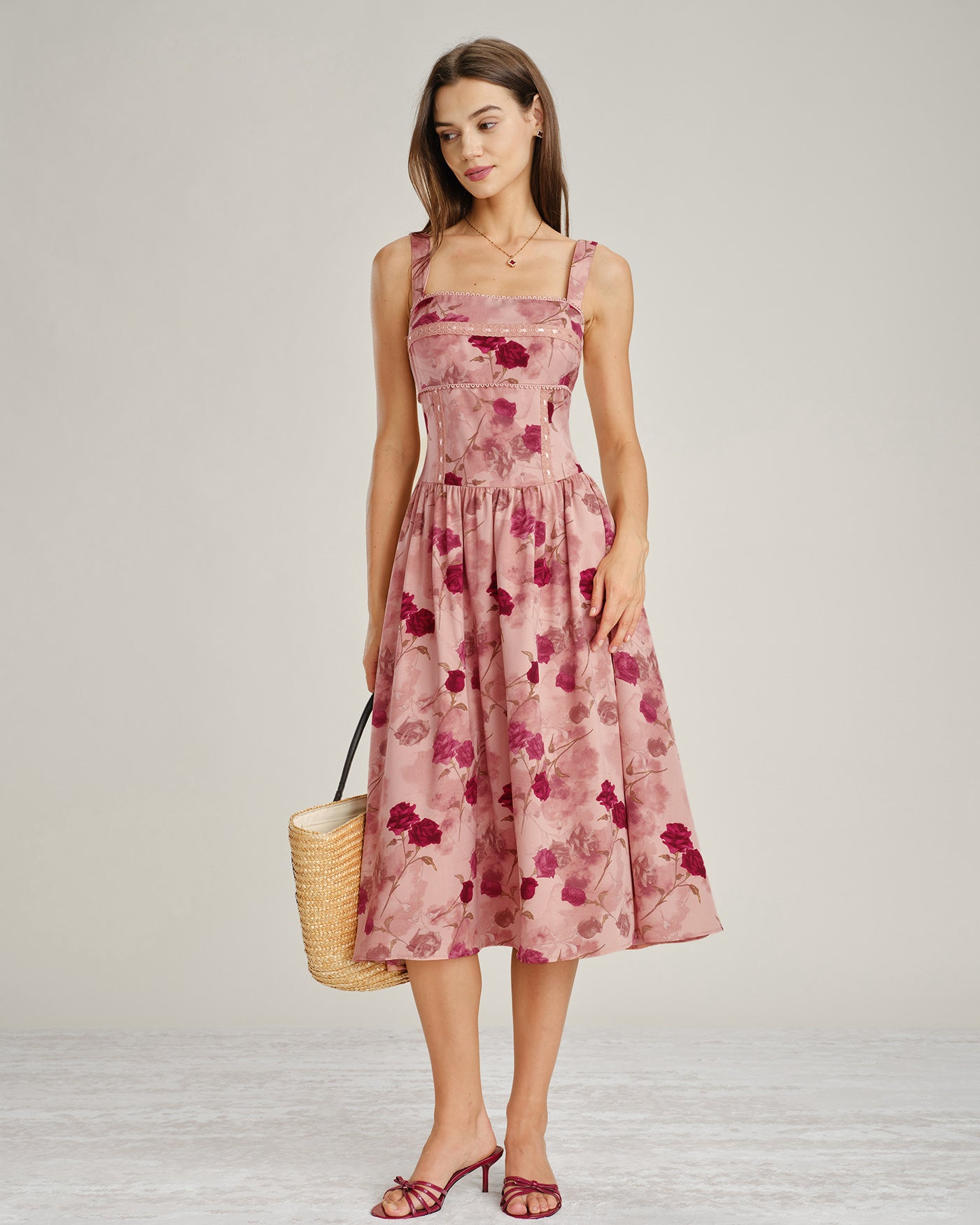 Women's Woven Polyester Midi Dresses Dresses - RIHOAS