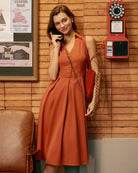 Women's Woven Polyester Midi Dresses Dresses - RIHOAS