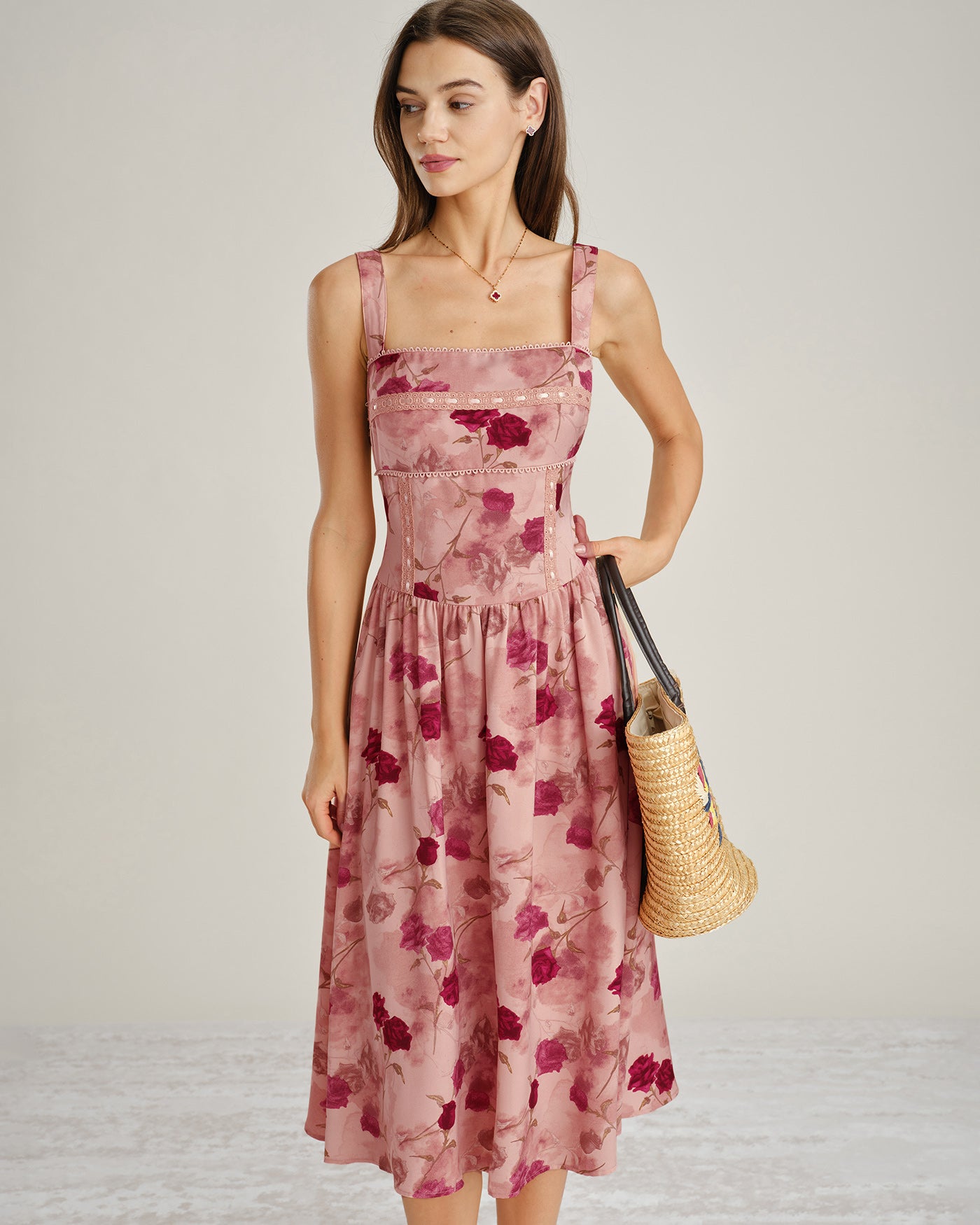 Women's Woven Polyester Midi Dresses Dresses - RIHOAS