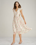 Women's Woven Polyester Midi Dresses Pink Dresses - RIHOAS
