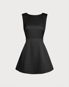 Women's Woven Polyester Mini Dress Black Dresses - RIHOAS