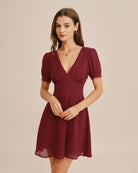 Women's Woven Polyester Mini Dress Red Dresses - RIHOAS