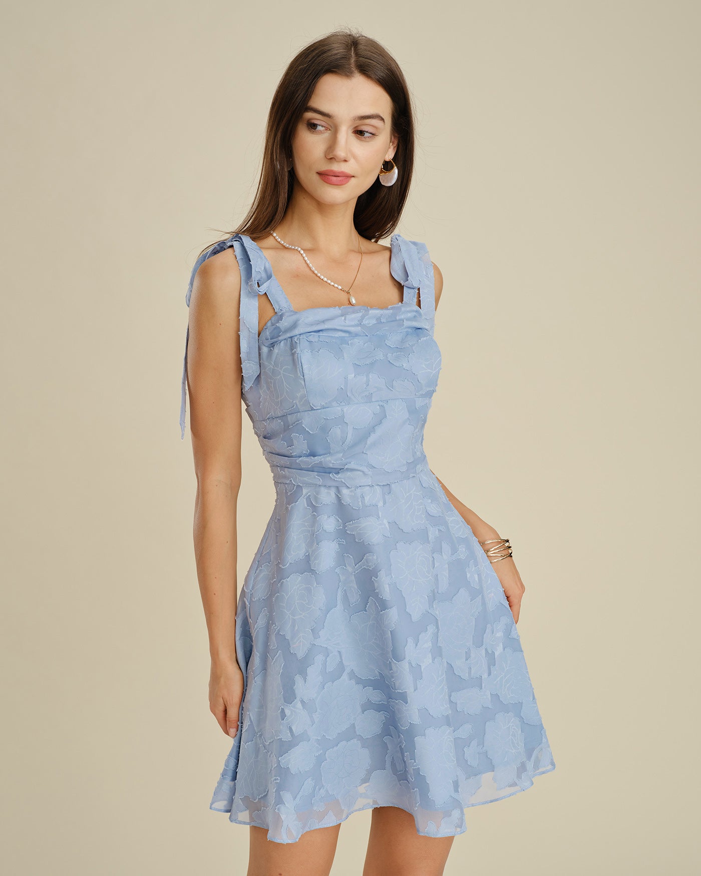 Women's Woven Polyester Mini Dresses Blue Dresses - RIHOAS