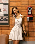 Women's Woven Polyester Mini Dresses White Dresses - RIHOAS