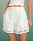 Women's Woven Polyester Shorts White Bottoms - RIHOAS