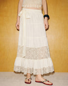 Women's Woven Polyester Skirt Apricot Bottoms - RIHOAS