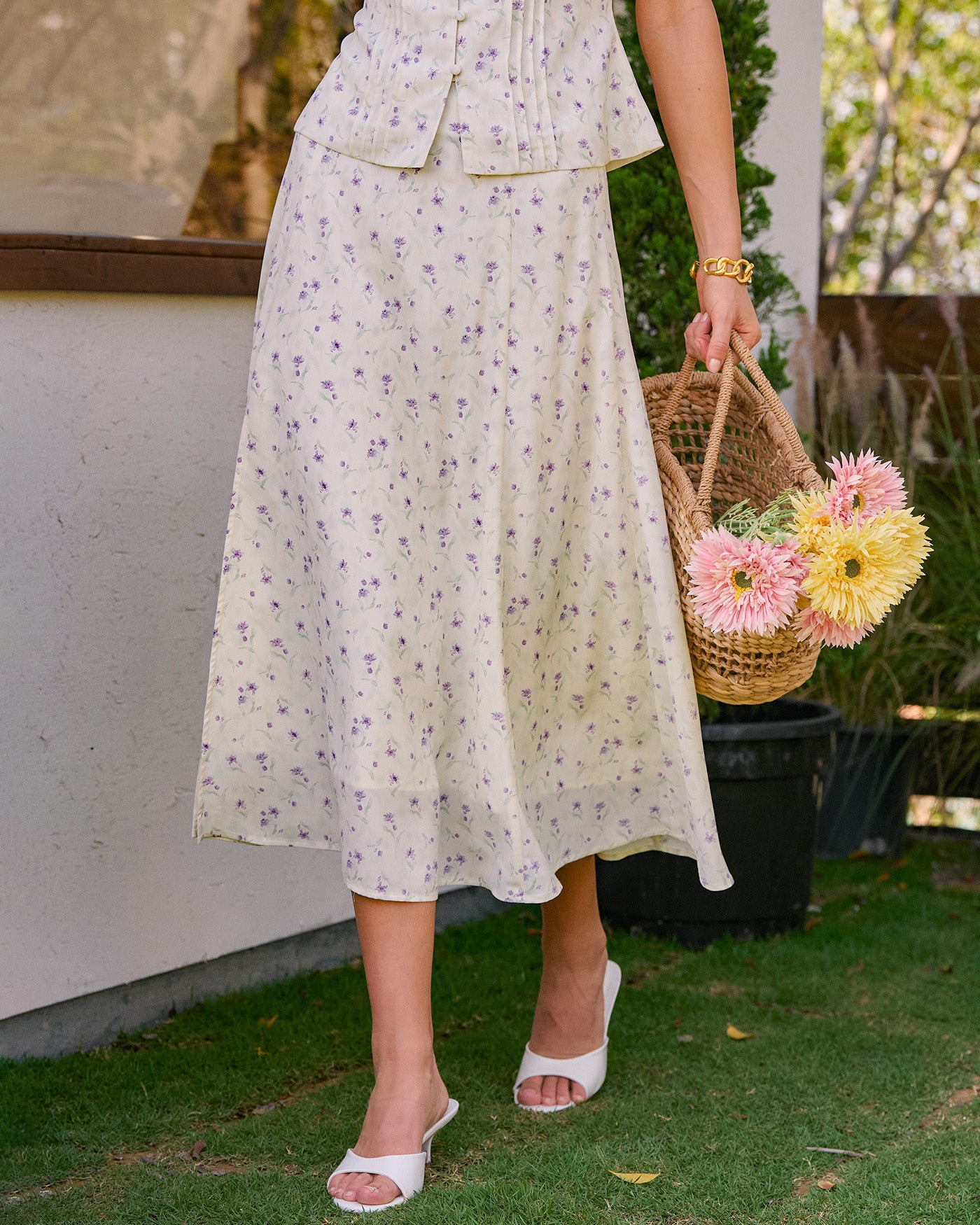Women's Woven Polyester Skirt Beige Bottoms - RIHOAS