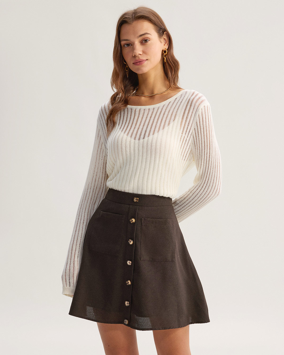 Women's Woven Polyester Skirt Bottoms - RIHOAS