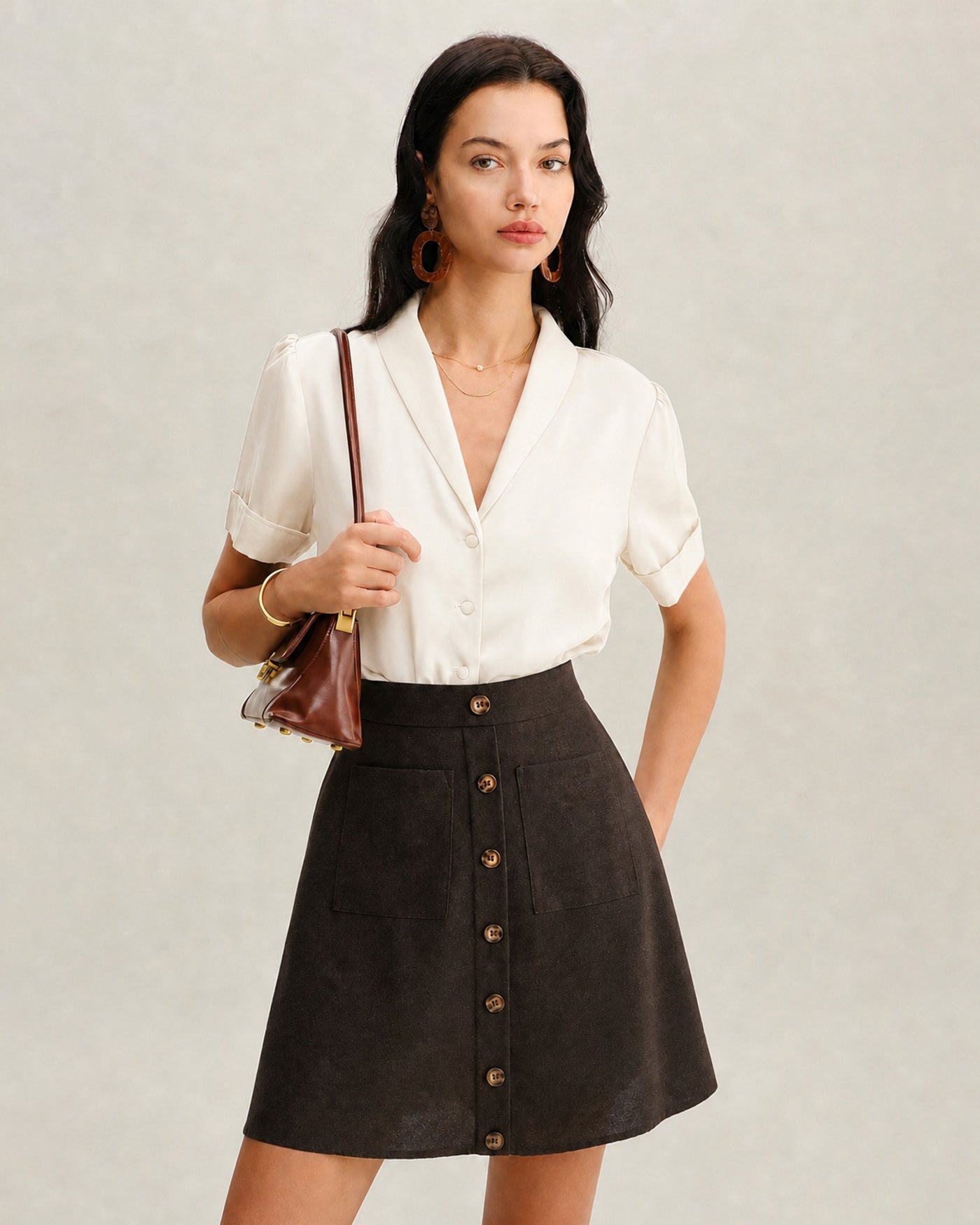 Women's Woven Polyester Skirt Bottoms - RIHOAS