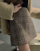 Women's Woven Polyester Skirt Brown Bottoms - RIHOAS