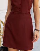 Women's Woven Polyester Skirt Brown Bottoms - RIHOAS