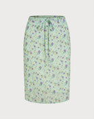 Women's Woven Polyester Skirt Green Bottoms - RIHOAS