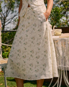 Women's Woven Polyester Skirt Green Bottoms - RIHOAS