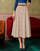 Women's Woven Polyester Skirt Khaki Bottoms - RIHOAS