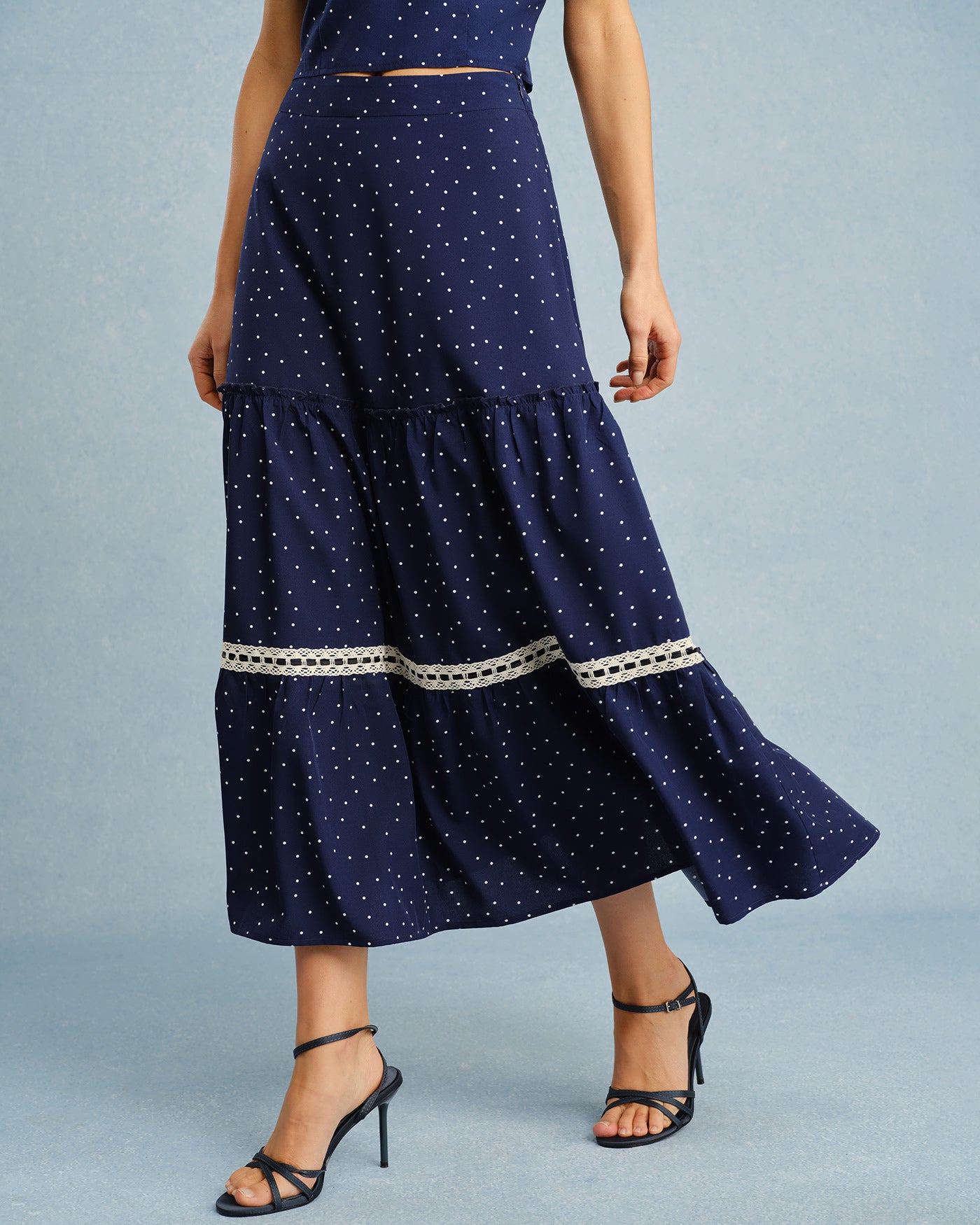 Women's Woven Polyester Skirt Navy Bottoms - RIHOAS