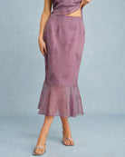 Women's Woven Polyester Skirt Purple Bottoms - RIHOAS