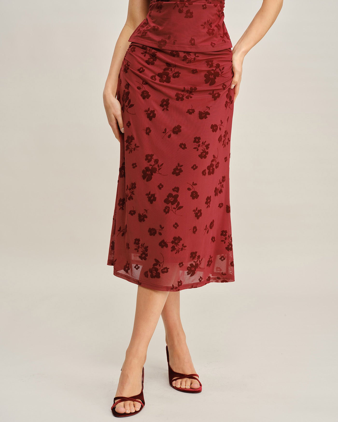 Women's Woven Polyester Skirt Red Bottoms - RIHOAS