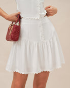Women's Woven Polyester Skirt White Bottoms - RIHOAS
