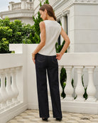 Women's Woven Polyester Tank Tops Tops - RIHOAS