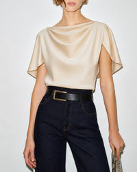Women's Woven Polyester Top Apricot Tops - RIHOAS