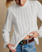 Women's Woven Polyester Top White Tops - RIHOAS