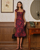 Women's Woven Polyester Tops Wine Red Tops - RIHOAS