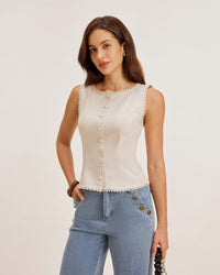 Women's Woven Polyester Vest Tops - RIHOAS