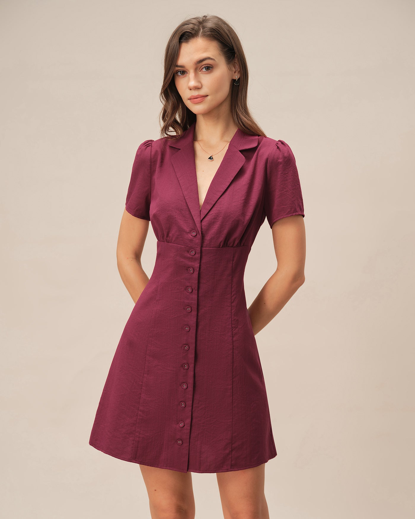 Women's Woven Rayon Mini Dress Red Dresses - RIHOAS