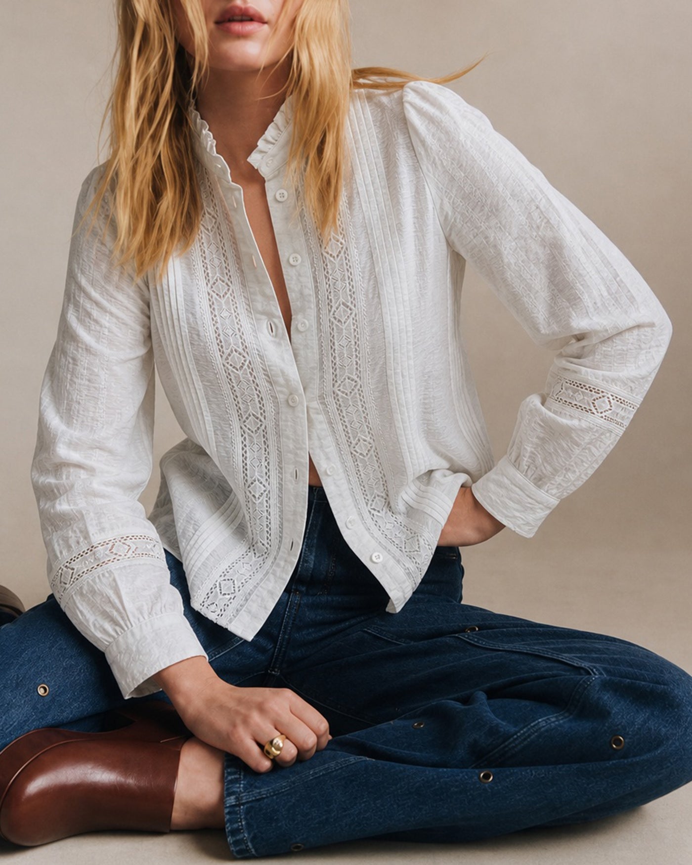 Women's Woven Viscose Shirt Tops - RIHOAS
